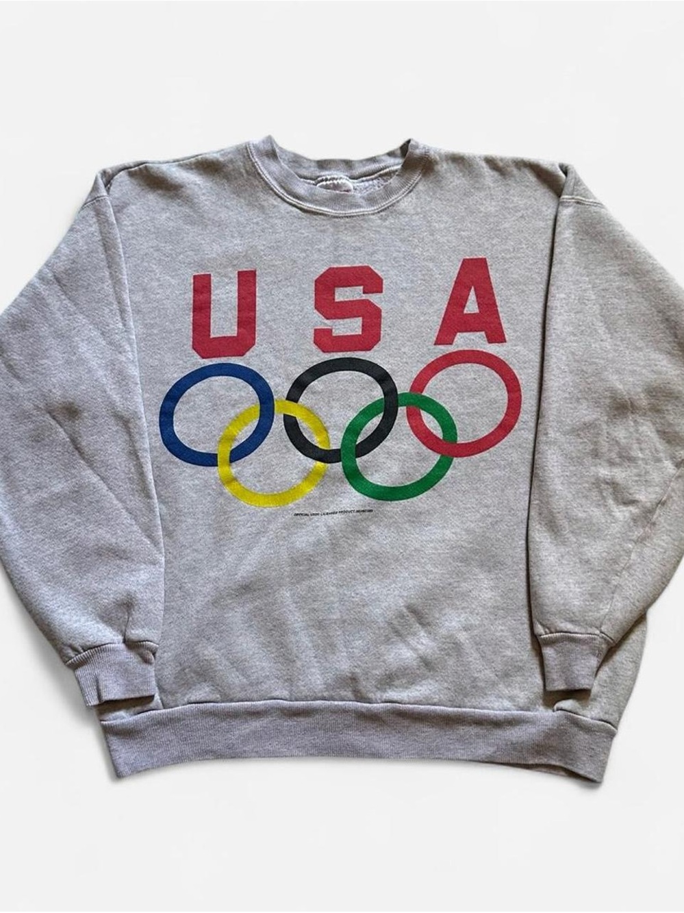 Vintage USA Olympic Rings Gray Crewneck Sweatshirt L